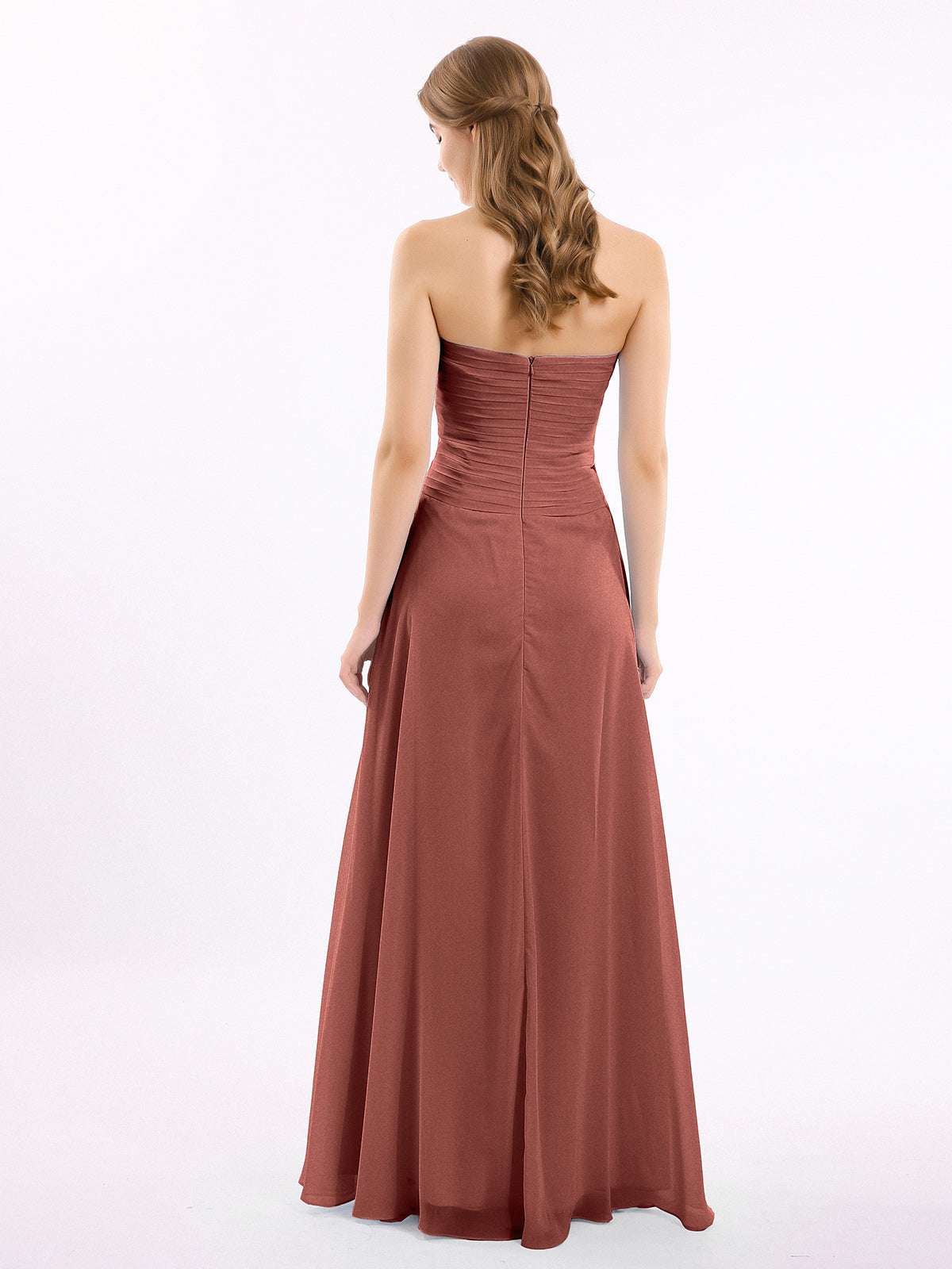 Joanne Sin Tirante Novio Gasa Vestidos Terracota Tallas Grandes