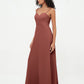 Vestidos de chiffon con tirantes spaghetti y escote en forma de corazón Terracota