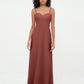 Vestidos de chiffon con tirantes spaghetti y escote en forma de corazón Terracota