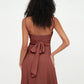 Vestidos de chiffon con tirantes spaghetti y escote en forma de corazón Terracota
