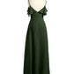 Vestidos largos de chiffon con tirantes finos y escote en V Verde Oliva