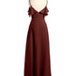 Vestidos largos de chiffon con tirantes finos y escote en V Terracota Tallas Grandes