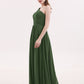 Juliet Un Hombro Corte De Dama De Honor Con Faja Verde Oliva Tallas Grandes