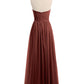 Vestido largo de chiffon estilo halter con flores Terracota Tallas Grandes
