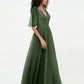 Vestidos máximos de tul estilo A-line con escote en V profundo en la espalda Verde Oliva Tallas Grandes