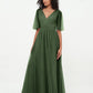 Vestidos máximos de tul estilo A-line con escote en V profundo en la espalda Verde Oliva Tallas Grandes