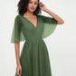 Vestidos máximos de tul estilo A-line con escote en V profundo en la espalda Verde Oliva Tallas Grandes