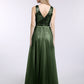 Kelly Lentejuelas Y Tul Largo Vestido Con Escote En V Verde Oliva Tallas Grandes