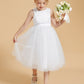 Vestido De Niña De Las Flores A La Altura De La Rodilla En Satén Y Tul Con Cuello Redondo