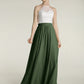 Vestidos largos de chiffon con cuerpo de encaje marfil Verde Oliva Tallas Grandes