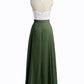 Vestidos largos de chiffon con cuerpo de encaje marfil Verde Oliva