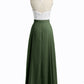 Vestidos largos de chiffon con cuerpo de encaje marfil Verde Oliva Tallas Grandes