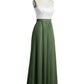 Vestidos largos de chiffon con cuerpo de encaje marfil Verde Oliva