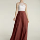 Vestidos largos de chiffon con cuerpo de encaje marfil Terracota Tallas Grandes
