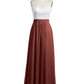 Vestidos largos de chiffon con cuerpo de encaje marfil Terracota