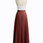 Vestidos largos de chiffon con cuerpo de encaje marfil Terracota Tallas Grandes