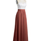 Vestidos largos de chiffon con cuerpo de encaje marfil Terracota Tallas Grandes