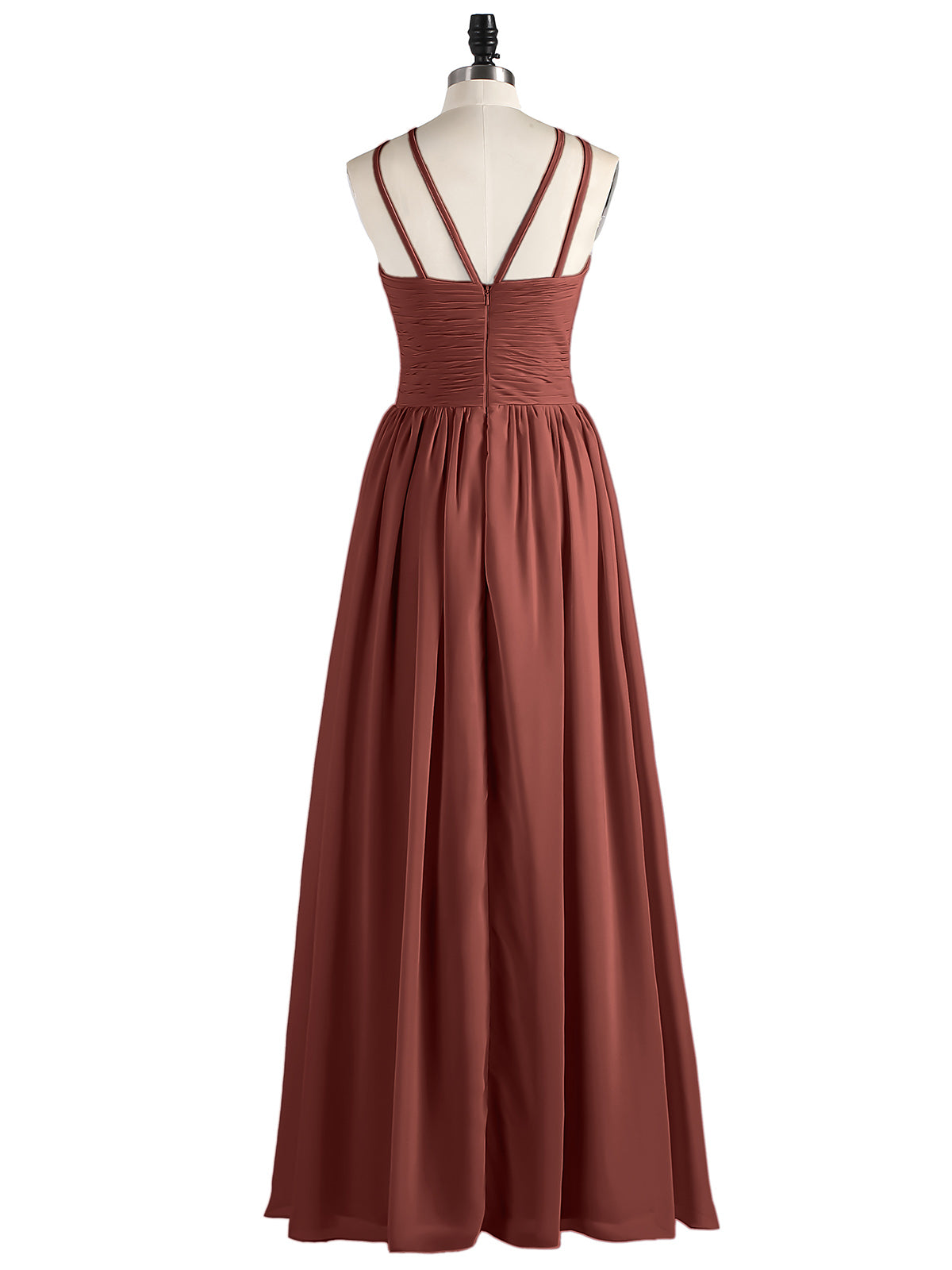 Kristin Doble Tirante Cabestro Largo Gasa Cortes Terracota