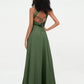 Vestidos largos de chiffon estilo princesa con abertura Verde Oliva