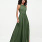Vestidos largos de chiffon estilo princesa con abertura Verde Oliva