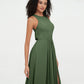 Vestidos largos de chiffon estilo princesa con abertura Verde Oliva