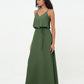 Vestidos de dama de honor de chiffon con tirantes spaghetti y escote en V Verde Oliva
