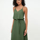 Vestidos de dama de honor de chiffon con tirantes spaghetti y escote en V Verde Oliva