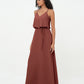 Vestidos de dama de honor de chiffon con tirantes spaghetti y escote en V Terracota Tallas Grandes
