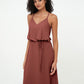 Vestidos de dama de honor de chiffon con tirantes spaghetti y escote en V Terracota Tallas Grandes