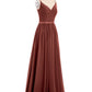 Leona Tirante Espagueti Gasa Vestido De Dama De Honor Terracota Tallas Grandes
