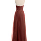 Vestidos de tul con escote en corazón sin tirantes y corte imperio Terracota