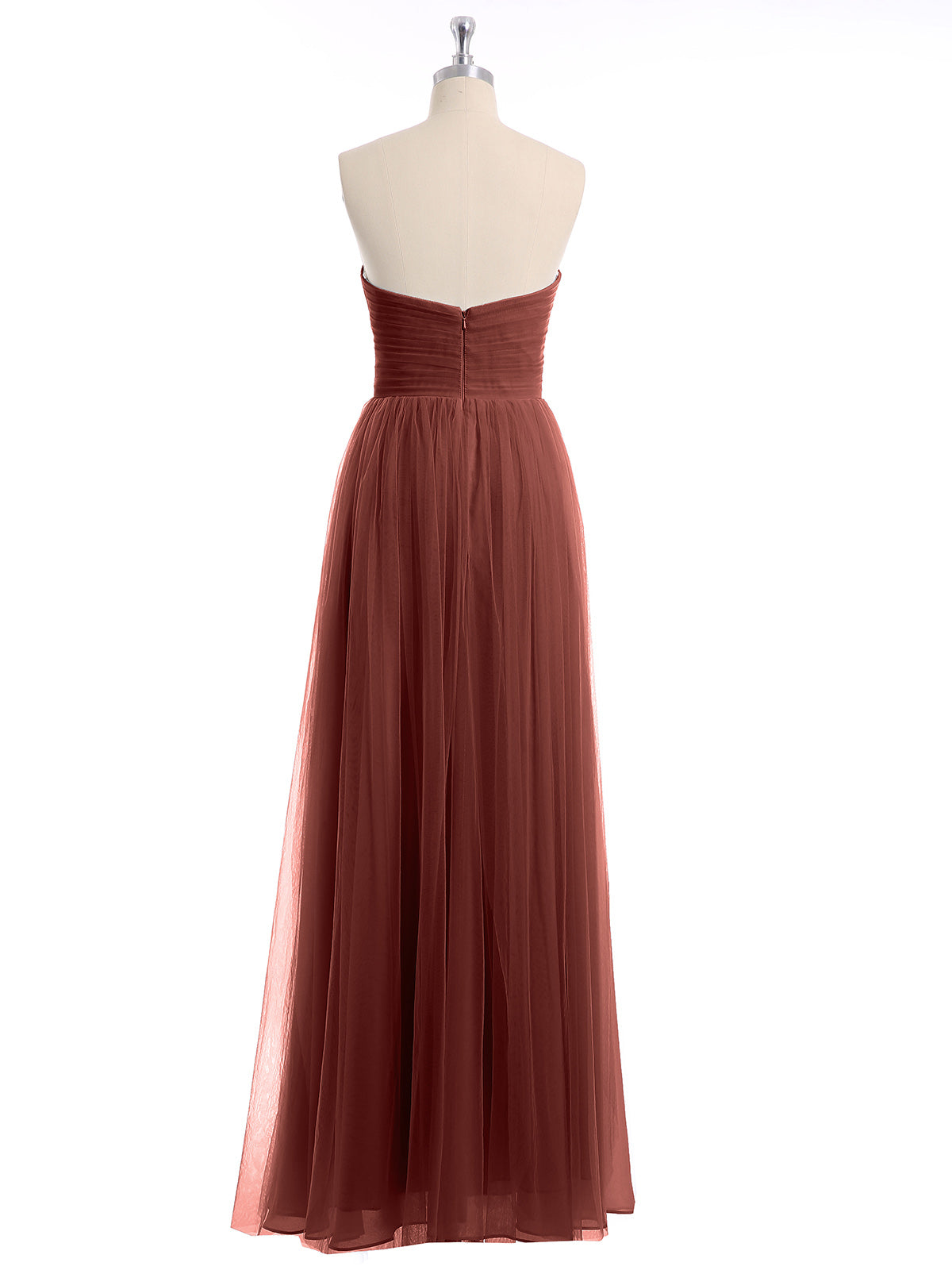 Vestidos de tul con escote en corazón sin tirantes y corte imperio Terracota