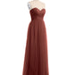 Vestidos de tul con escote en corazón sin tirantes y corte imperio Terracota Tallas Grandes