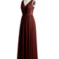 Vestidos de chiffon con escote en V y espalda de encaje Terracota Tallas Grandes