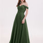 Lindsay Fuera Del Hombro Corte Imperial Vestidos De Dama De Honor Verde Oliva