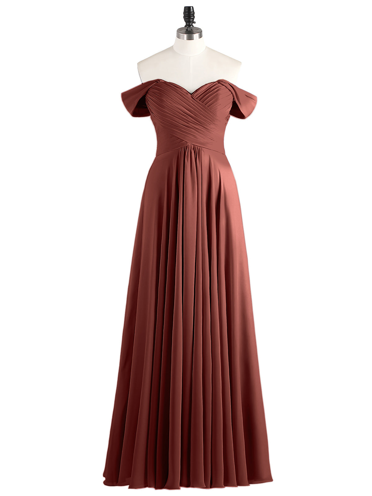 Lindsay Fuera Del Hombro Corte Imperial Vestidos De Dama De Honor Terracota