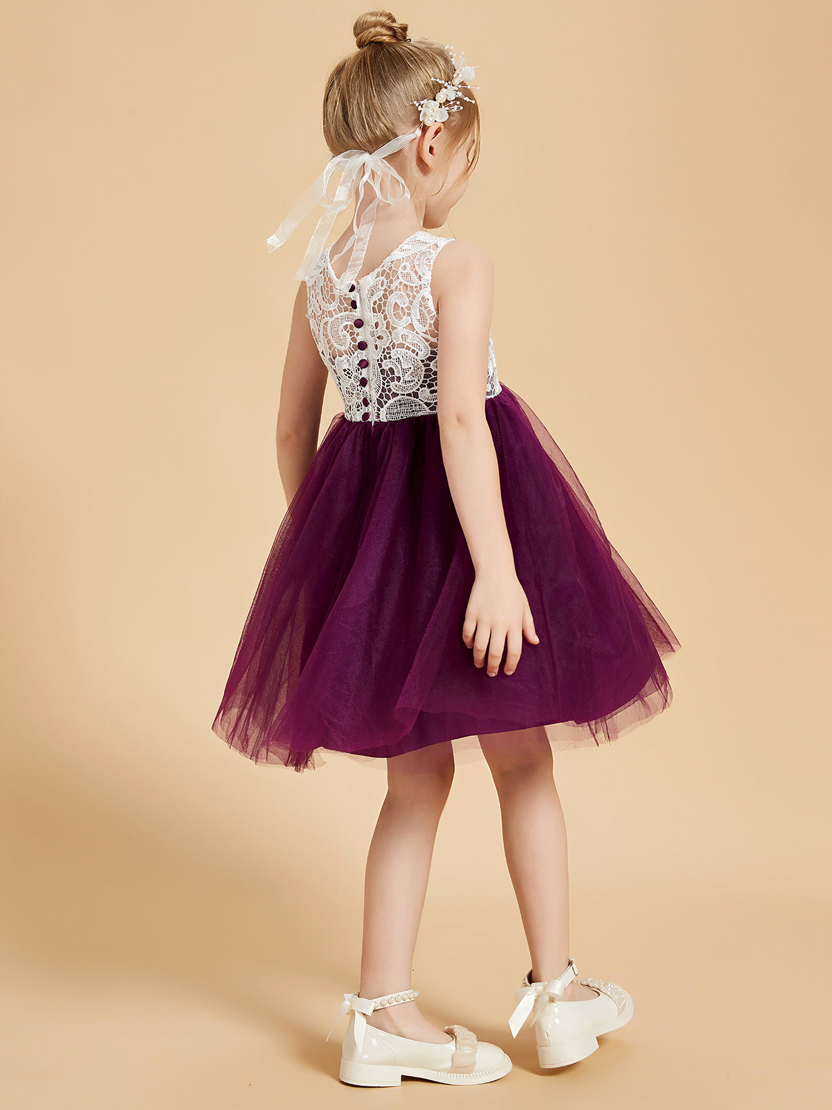 Encantadores Vestidos De Niña De Las Flores Sin Mangas De Encaje Y Tul