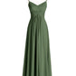 Lisa Imperial Corte De Dama De Honor Con Tirante Espagueti Verde Oliva Tallas Grandes