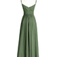 Lisa Imperial Corte De Dama De Honor Con Tirante Espagueti Verde Oliva Tallas Grandes
