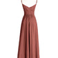 Lisa Imperial Corte De Dama De Honor Con Tirante Espagueti Terracota
