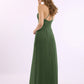 Vestidos largos de chiffon con tirantes finos en escote en V y bolsillo Verde Oliva Tallas Grandes