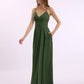 Vestidos largos de chiffon con tirantes finos en escote en V y bolsillo Verde Oliva Tallas Grandes