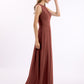 Vestidos largos de chiffon con encaje en escote en V profundo y espalda descubierta Terracota Tallas Grandes