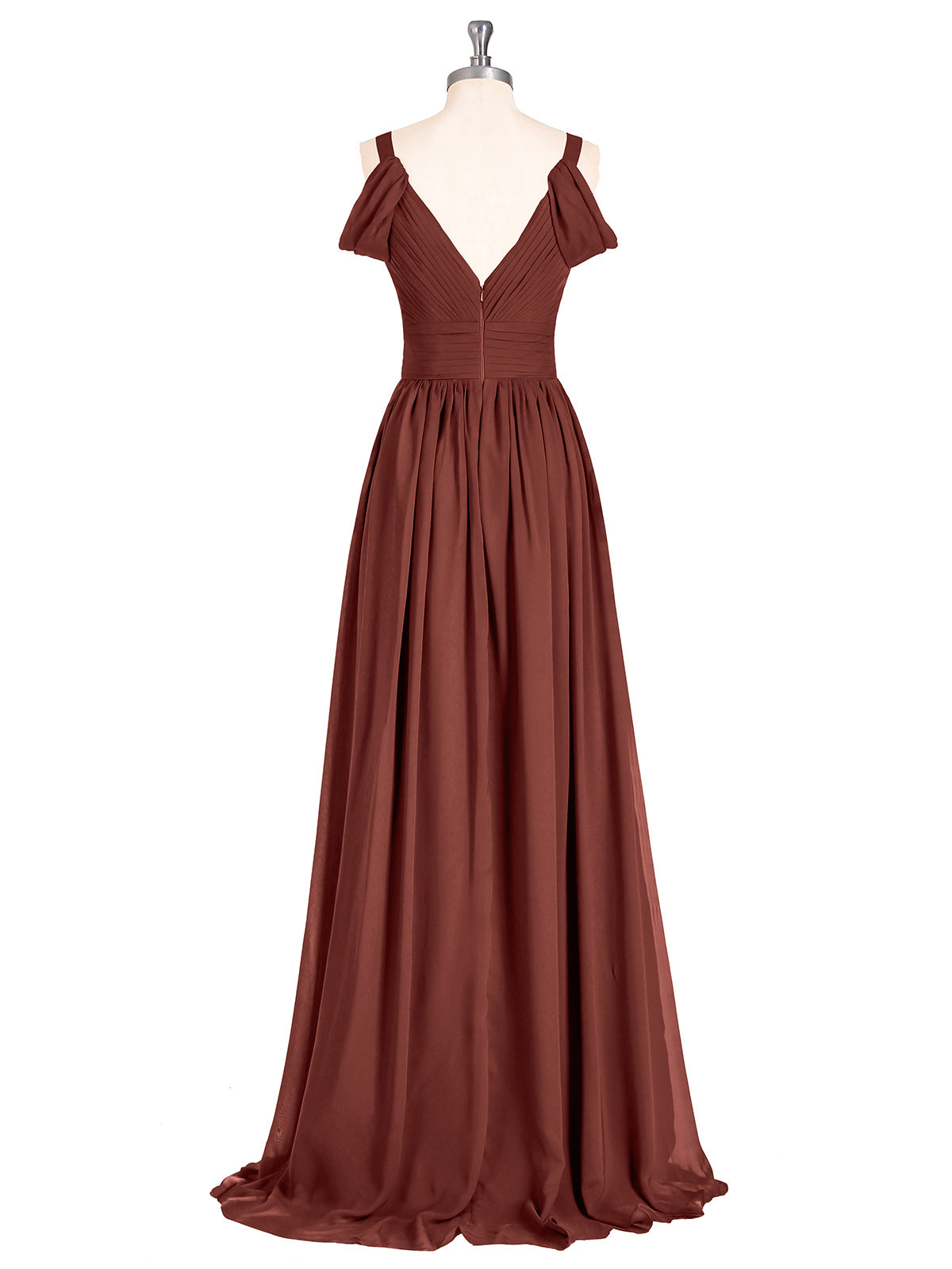 Lucy Profundo Escote En V Sexy Gasa Vestido Con Apertura Terracota