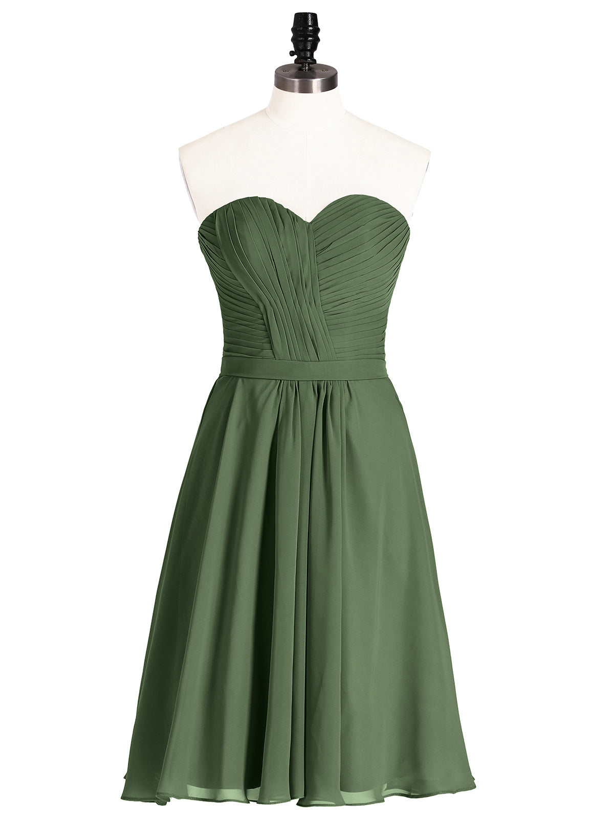 Lydia Novio Gasa Vestido De Dama De Honor Corte Hasta La Rodilla Verde Oliva Tallas Grandes