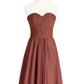 Lydia Novio Gasa Vestido De Dama De Honor Corte Hasta La Rodilla Terracota
