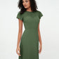 Vestidos de chiffon con escote ilusión y mangas cap Verde Oliva Tallas Grandes