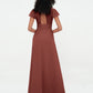 Vestidos de chiffon con escote ilusión y mangas cap Terracota Tallas Grandes