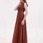 Maggie Un Hombro Gasa Largo Vestido De Dama De Honor Terracota