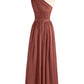 Maggie Un Hombro Gasa Largo Vestido De Dama De Honor Terracota Tallas Grandes